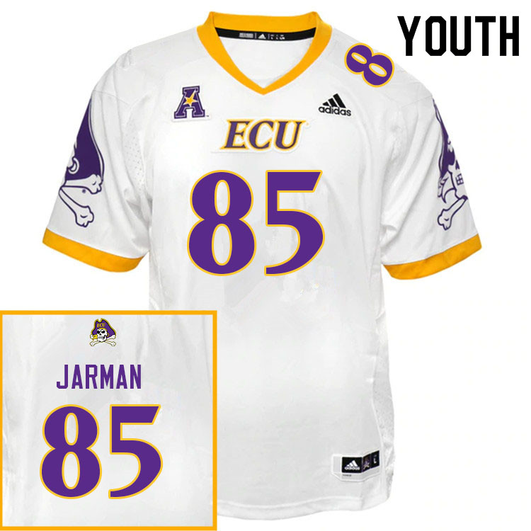 Youth #85 Aaron Jarman ECU Pirates College Football Jerseys Sale-White